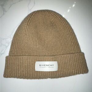 Authentic Givenchy Unisex Rib Knit Beanie Hat in Camel